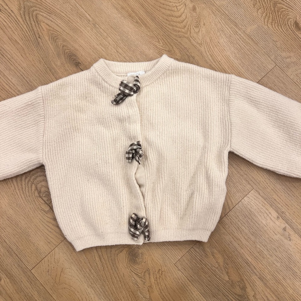 ZARA baby cream knit bow sweater 18-24